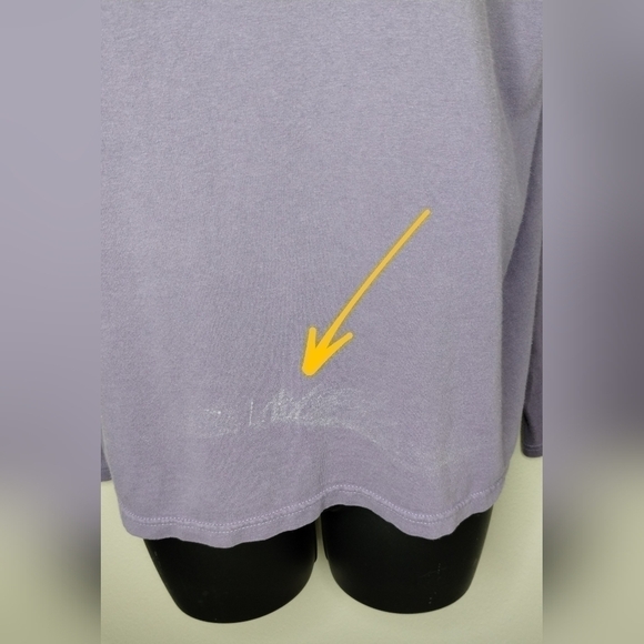 VINTAGE 90s Reebok Women's Large T-shirt V-neck L/S Heart & Soul Lavender Cotton - Picture 4 of 9